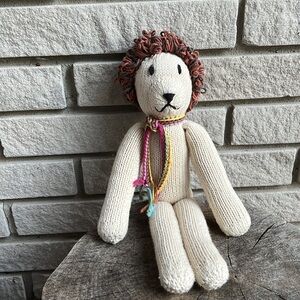 Hand Knit Stuffed Lion